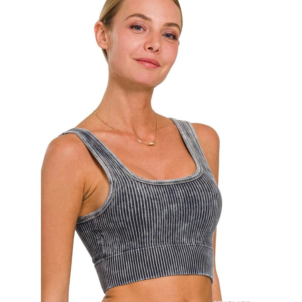 Women's Ribbed Gray Bralette